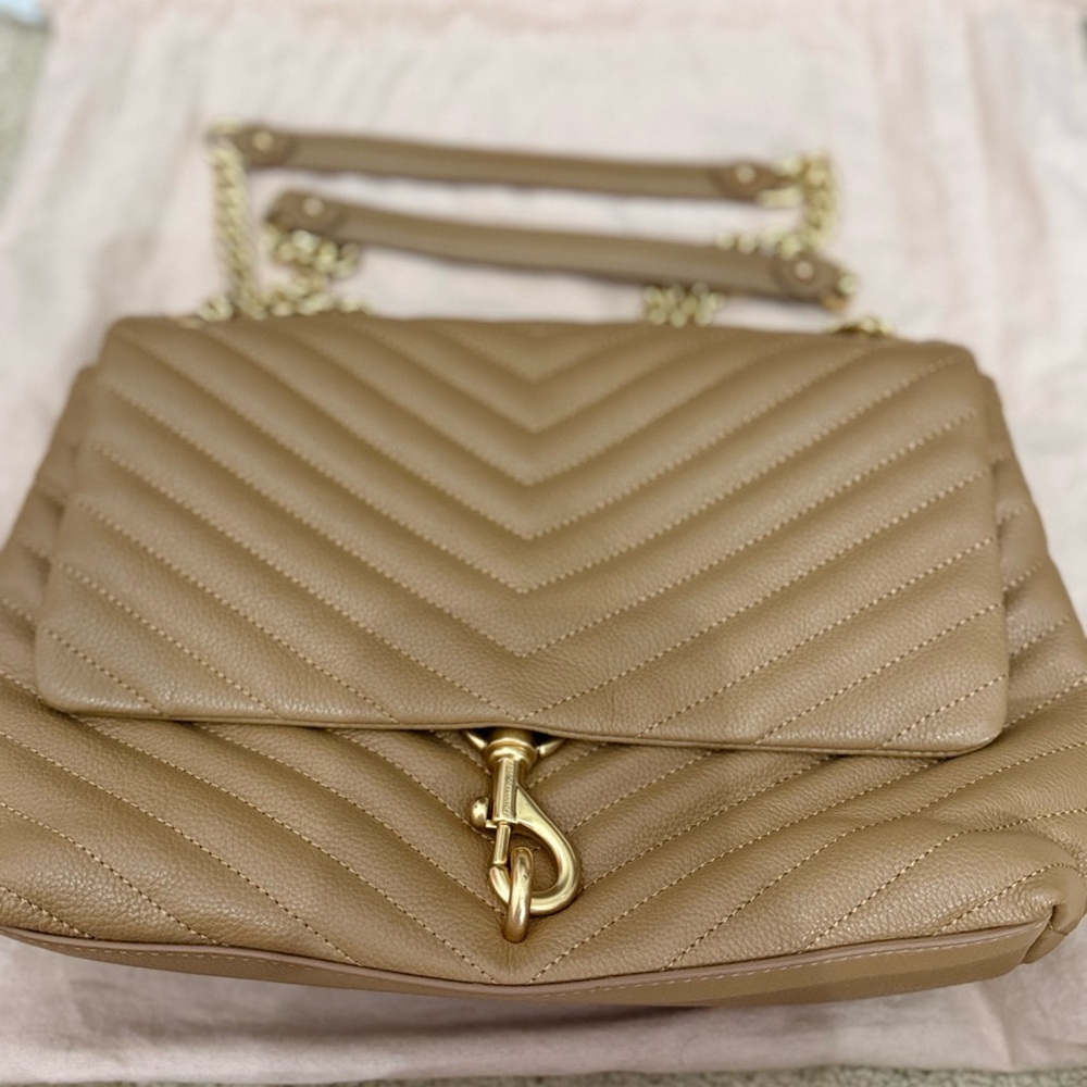 Rebecca Minkoff Tan Edie Quilted Crossbody Bag